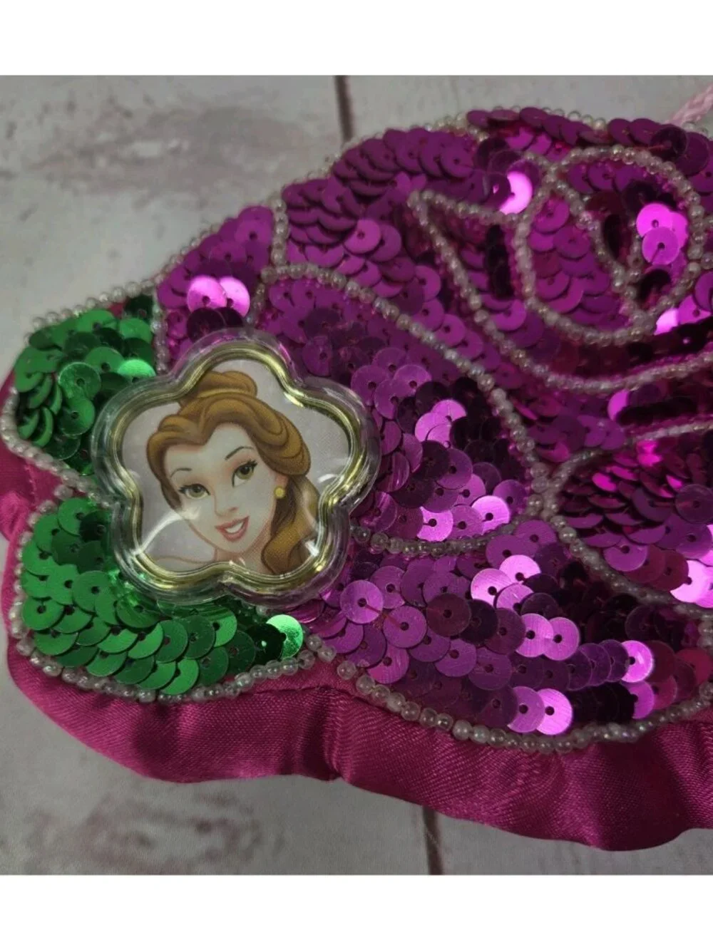 Disney Belle Sequined Heart Purse & Cinderella Faux Pearl Necklace Working